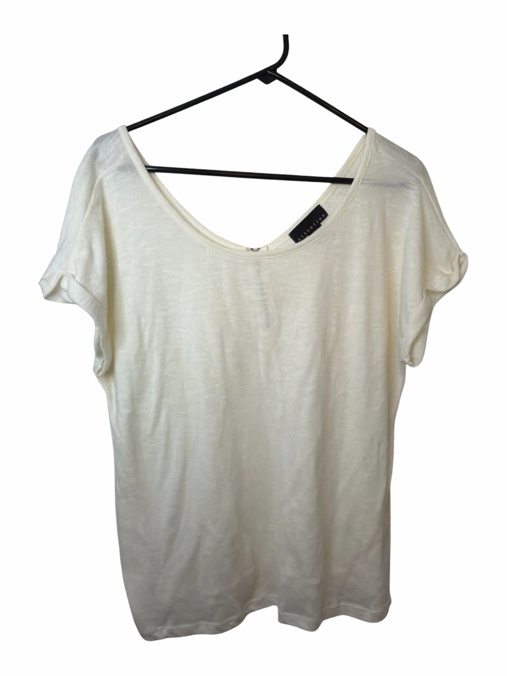 attention Cream Scoop Neck Short Sleeve Top